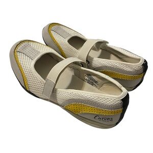 Curves for Women Mesh Mary Jane Comfort Gray/Yellow Shoes Size 7